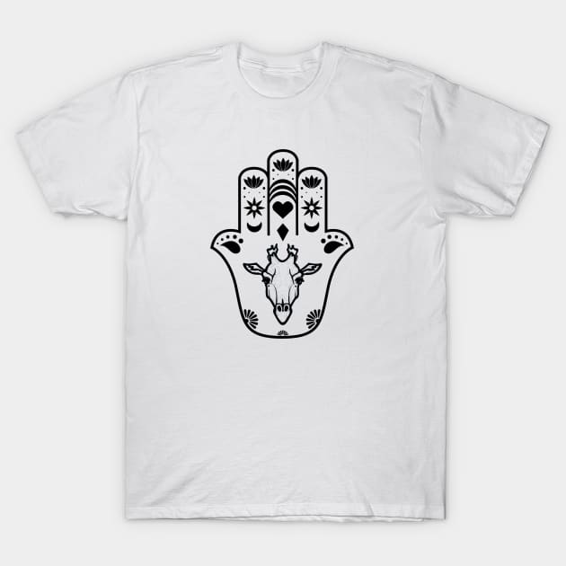 Giraffe Hamsa Design T-Shirt by DreMagiO